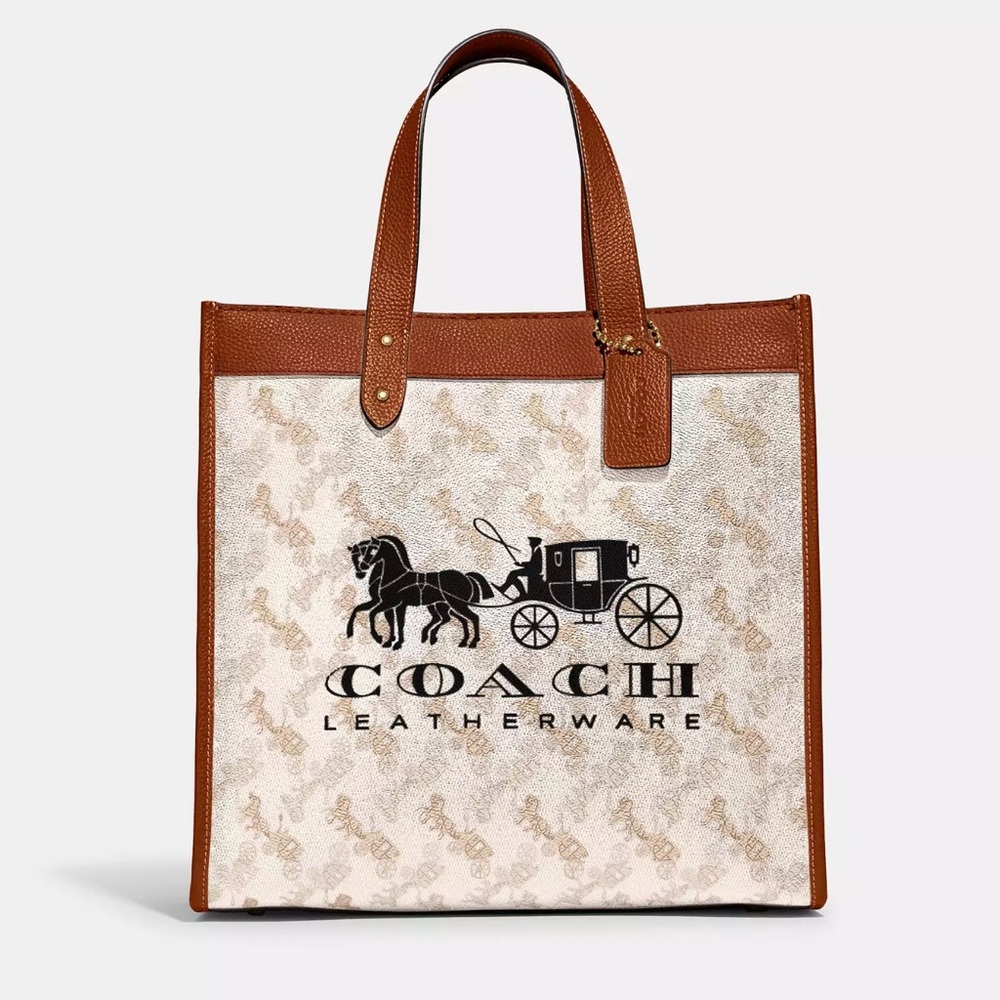 Coach Field Tote With Horse And Carriage Print And Carriage Badge